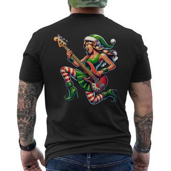 Rock & Roll Lutin De Noël Bassiste Guitare Basse Noël T-shirt imprimé au dos - Cadeauxyz