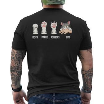 Rock Paper Scissors Bite Hand Game Cute Paw Cat Men's T-shirt Back Print | Seseable UK