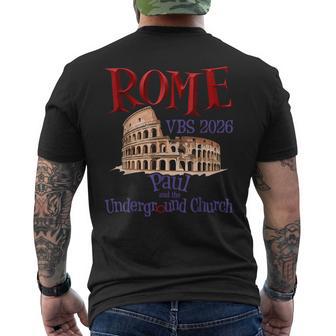 Rome Vbs 2026 Paul And The Underground Church Retro Vbs Men's T-shirt Back Print - Monsterry