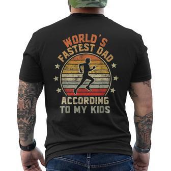 Runner Dad World's Fastest Dad According To My Kids Men's T-shirt Back Print - Thegiftio UK