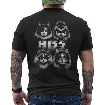 Hiss Cat Kittens Rock Music Lovers Birthday Idea Men's T-shirt Back Print - Monsterry