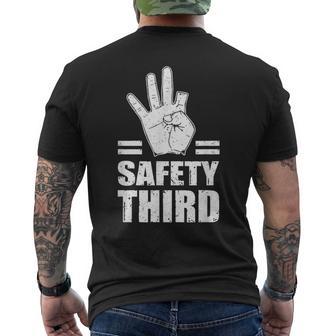 Safety A Third Missing Finger Injury Hand Men's T-shirt Back Print - Monsterry