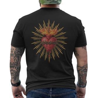 Sagrado Corazón De Jesús Camisa Católicaintage Corazón Cristo In Mangas Camiseta Hombre Estampado Espalda - Regaloses