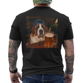 Saint Bernard Drinking Beer Fathers Day Dog Meme Men's T-shirt Back Print - Thegiftio UK