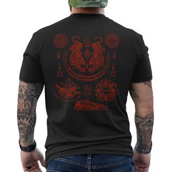 Sak Yant Tigres Paed Tidt Tatouages Yantra Bouddha Thaïlande T-shirt imprimé au dos - Cadeauxyz