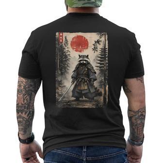 Samurai Raccoon Warrior Vintage Graphic Japanese Men's T-shirt Back Print - Thegiftio UK