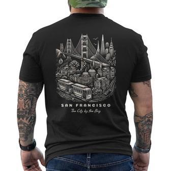 San Francisco Sf Bay Area California Skyline And Golden Gate Men's T-shirt Back Print - Thegiftio UK