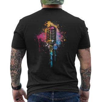 Sängerintage Mikrofon Aquarell Karaokeingen T-Shirt mit Rückendruck - Seseable