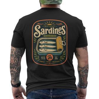 Sardinesauvages Pêchées À L'huile D'olive Rétro Poisson Fruits De Mer T-shirt imprimé au dos - Cadeauxyz