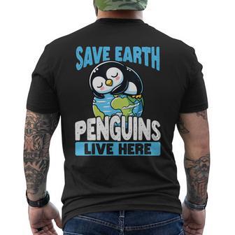 Save The Earth Penguins Live Here Earth Day Men's T-shirt Back Print - Thegiftio UK