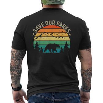 Save Our National Parks Retro Hiking Men's T-shirt Back Print - Thegiftio UK