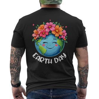 Save Planet Nature Flowers Every Day April 22 Earth Day Men's T-shirt Back Print - Monsterry