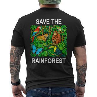 Save The Rainforest Protect Wildlife Eco Conservation Men's T-shirt Back Print - Monsterry