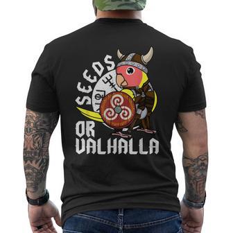 Seeds Oralhalla バイキング オウム 桃の顔 ルティーノ ラブバード メンズTシャツ バックプリント - Kawaiitshirt