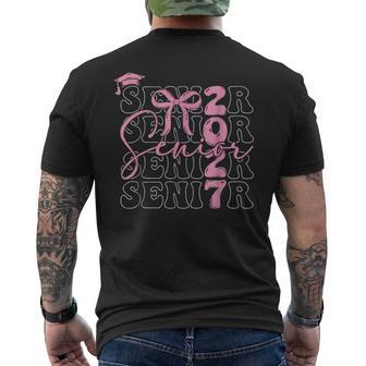 Senior 2027 Class Of 2027 Coquette Pink Bow Graduation 2027 Men's T-shirt Back Print | Mazezy