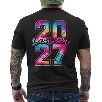 Senior 27 Class Of 2027 Tie Dye High School Graduation Men's T-shirt Back Print - Monsterry