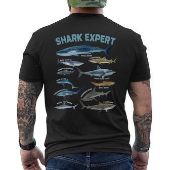 Shark Expert Guide Featuring 12 Species Whale To Hammerhead Men's T-shirt Back Print - Thegiftio UK