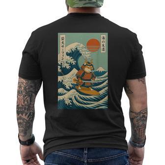 Shiba Inu Samurai Surfing Japanese Wave Men's T-shirt Back Print - Thegiftio