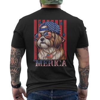 Shih Tzu Dog 250Th America Patriotic Usa 4Th Of July Men's T-shirt Back Print - Thegiftio UK