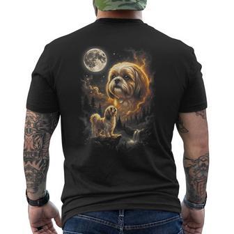 Shih Tzu Howling To The Moon Retro Vintage 90S Dog Men's T-shirt Back Print - Thegiftio UK
