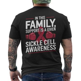 Sickle Cell Awareness Anemia Family Suport Burgundy Ribbon Men's T-shirt Back Print - Thegiftio