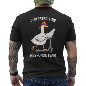 Silly Goose Dumpster Fire Response Team Firefighter Coworker Men's T-shirt Back Print - Monsterry
