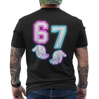 Six Seven 67 Meme 6 7 Glowing Hands Men's T-shirt Back Print | Mazezy