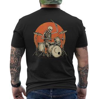 Skeleton Drummer Rock Band Batteur De Batterie Heavy Metal T-shirt imprimé au dos - Cadeauxyz