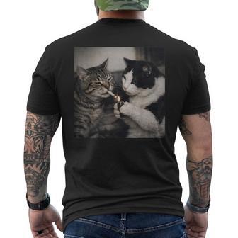 Smoking Cat Cigarette Kitten Meme Stupid Brainrot Men's T-shirt Back Print - Thegiftio UK