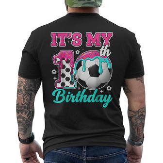 Soccer 10 Year Old Ice Cream Drip Youth 10Th Birthday Boy 10 Men's T-shirt Back Print - Thegiftio UK