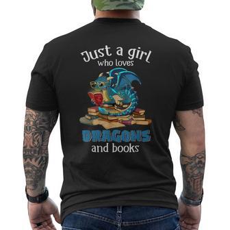 Solo Una Chica Que Ama Los Dragones Y Los Libros Leyendo Amante De Los Dragones Camiseta Hombre Estampado Espalda - Regaloses