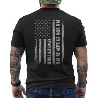 My Son In Law Is My Favorite Child Fathers Day Usa Flag Men's T-shirt Back Print - Monsterry