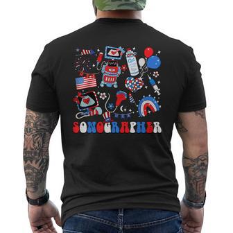 Sonographer 4Th Of July Sono Tech Sonography Ultrasound Men's T-shirt Back Print - Thegiftio UK