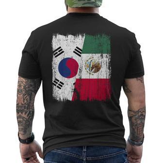 South Korea Mexico Half Flag South Korean Mexican Heritage Men's T-shirt Back Print - Monsterry