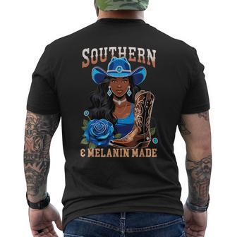 Southern & Melanin Made Black Cowgirl Western Texas Rodeo Men's T-shirt Back Print - Thegiftio UK