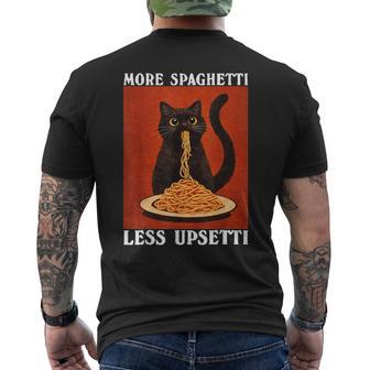 More Spaghetti Less Upsetti Black Cat Eating Pasta Lover Men's T-shirt Back Print - Monsterry
