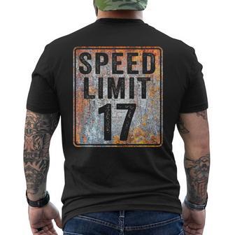 Speed Limit 17 Mph Sign 17Th Birthday 17 Years Old Driving Men's T-shirt Back Print - Monsterry