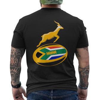 Springbok ラグビーボール & 南アフリカ国旗 メンズ レディース キッズ メンズTシャツ バックプリント - Kawaiitshirt