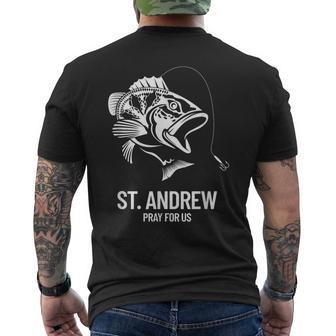 St Andrew Fishing Father's Day Fisherman Saint Catholic Dad Men's T-shirt Back Print - Thegiftio UK