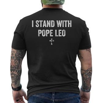 I Stand With Pope Leo Vintage Faith Men's T-shirt Back Print | Mazezy