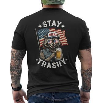 Stay Trashy Merica Raccoon Beer 4Th Of July Men's T-shirt Back Print - Thegiftio UK