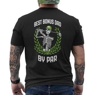 Stepdad Best Bonus Dad By Par Golf Skeleton Golfer Men's T-shirt Back Print - Thegiftio UK