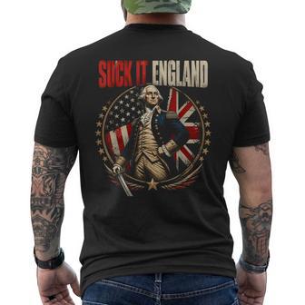 Suck It England George Washington Patriot Humor Men's T-shirt Back Print - Thegiftio UK