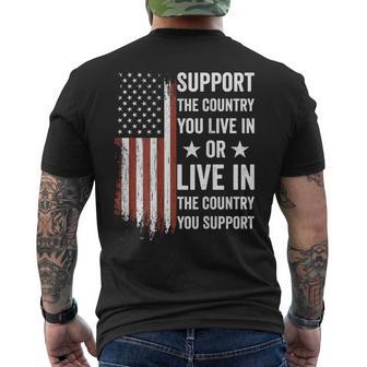 Support The Country You Live In American Flag Usa On Back Men's T-shirt Back Print - Monsterry