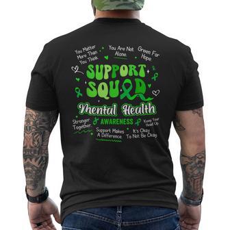 Support Squad Mental Health Awareness Supporting Sentences Men's T-shirt Back Print | Mazezy