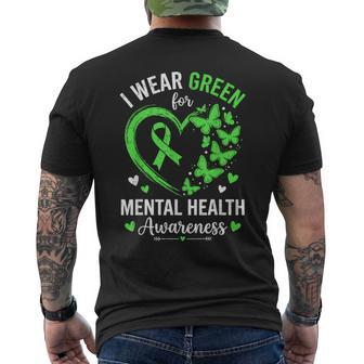 Support Squad Mental Health Matters Awareness Green Ribbon Men's T-shirt Back Print - Thegiftio