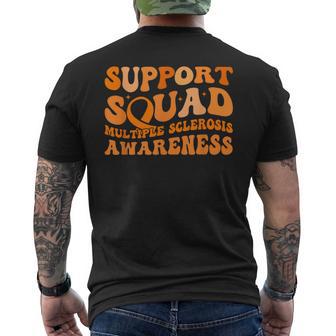 Support Squad Ms Multiple Sclerosis Awareness Orange Ribbon Men's T-shirt Back Print - Thegiftio
