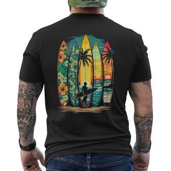 Surfboarder Hawaii Wave Surfing Lover Beach Surfer Men's T-shirt Back Print - Monsterry