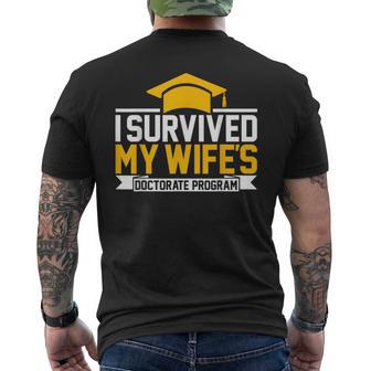 I Survived My Wife's Doctorate Program Phd Husband Men's T-shirt Back Print - Thegiftio UK