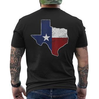Texas State Map Flag Of Texas Pride Native Distressed Men's T-shirt Back Print - Thegiftio UK